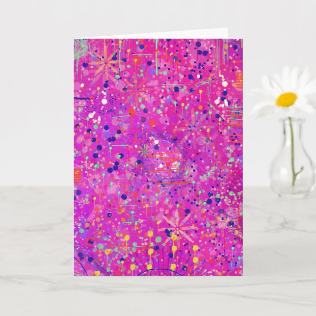 Carte Impression abstraite Jubilé Magenta  (Petite plante)