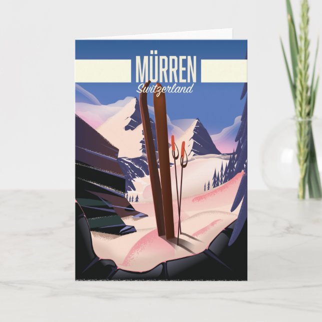 Carte Impression d'affiches de ski de Murren Suisse. (Devant)