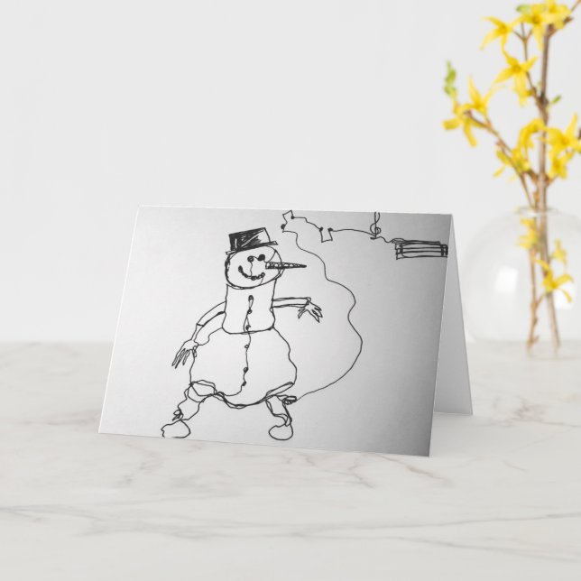 Carte Impression d'art de bonhomme de neige musical (Fleur jaune)