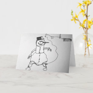 Carte Impression d'art de bonhomme de neige musical
