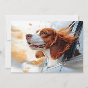 Carte Impression d'art de chien joyeux dans le vent