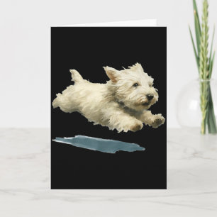 Carte Impression d'art de chien Westie mignon qui court