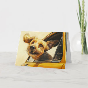 Carte Impression d'art d'un chien joueur profitant d'une