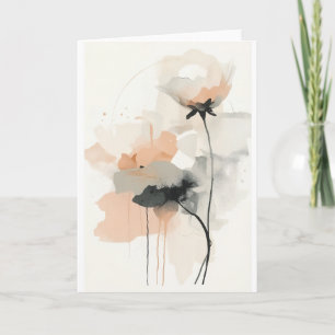 Carte Impression d'art floral abstrait au coquelicot M
