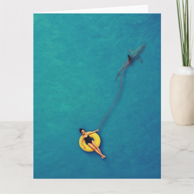 Carte Impression d'art pin-up océanique de requin en lai (Devant)