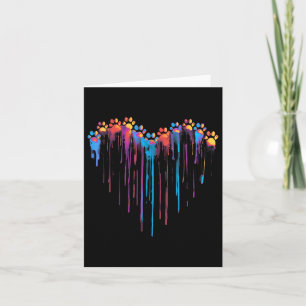 Carte Impression de patte colorée qui dégouline coeur Am