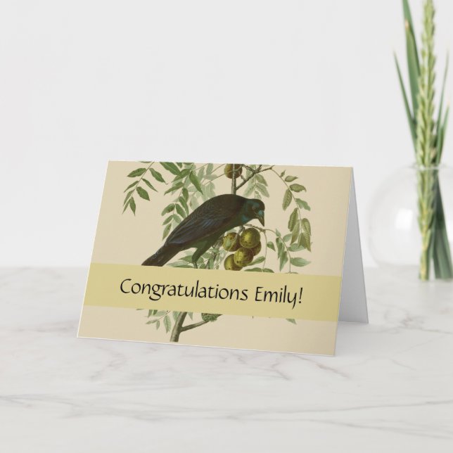 Carte Impression d'oiseau Grackle violet d'Audubon Botan (Devant)