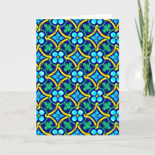 Carte Impression florale jaune turquoise de conception