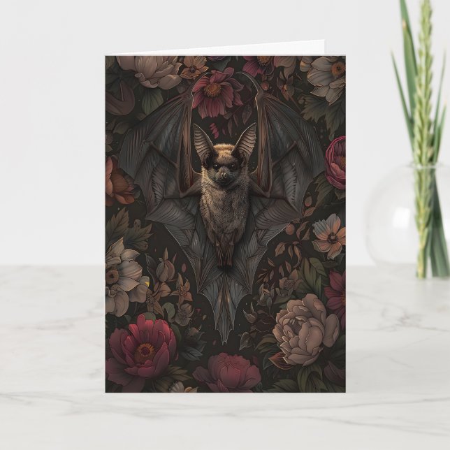 Carte Impression gothique botanique de chauve-souris, Da (Devant)