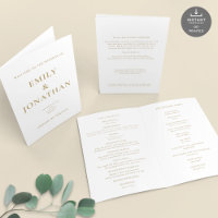Imprimable Gold Text Church Folded Wedding Program
