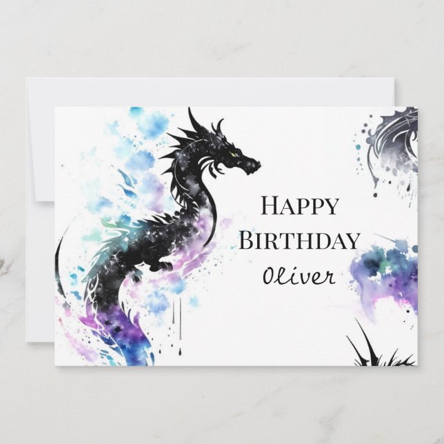 Carte Imprimable Mignonne Dragon Anniversaire (Devant)