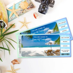 Carte Imprimable PLAGE VACANCES Surprise Révéler Billet