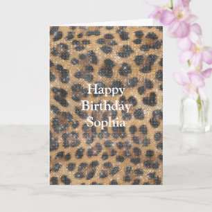 Carte Imprimé animalier léopard marron crème chic avec p