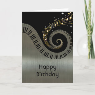 Carte Imprimé effet métallique Piano Keys Gold Music