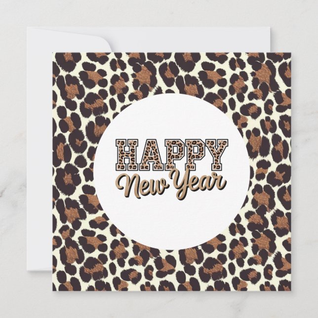 Carte Imprimé léopard Bonne Année  (Devant)