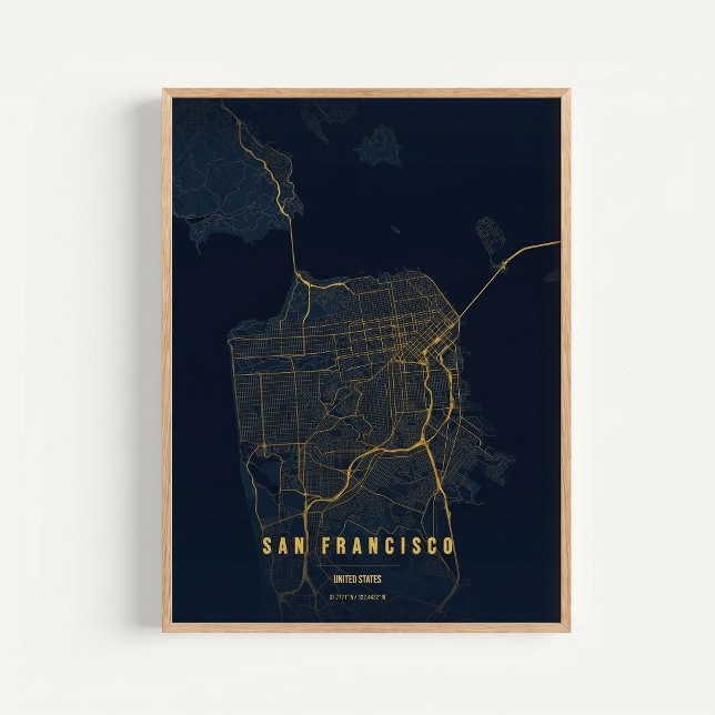 Carte imprimée de San Francisco, affiche de décora (Créateur téléchargé)