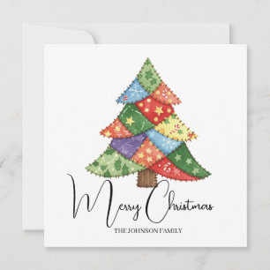 Carte Imprimés patchwork d'arbre de Noël personnalisés