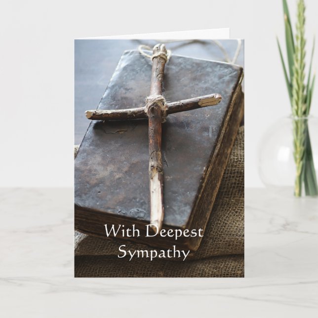 Carte In Deepest Sympathy Cross, Bible Scripture Card (Devant)
