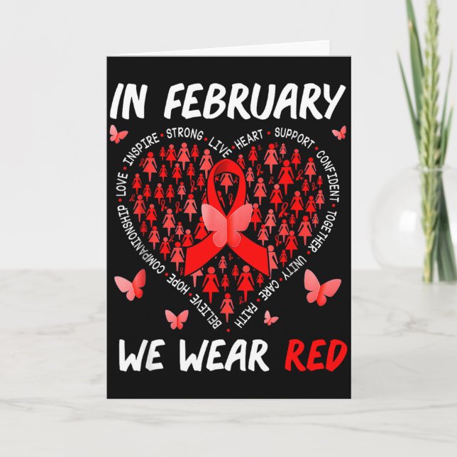 Carte In February We Wear Red Support Heart Disease Awar (Devant)