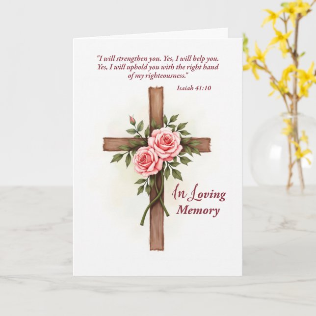 Carte In Loving Memory Religious Sympathy Cross (Fleur jaune)