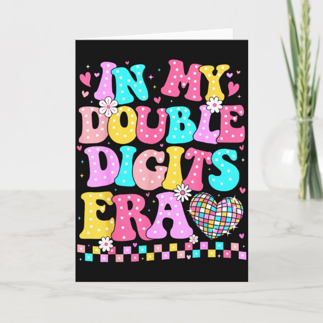 Carte In My Double Digits Era Retro 10 Year Old 10th Bir (Devant)
