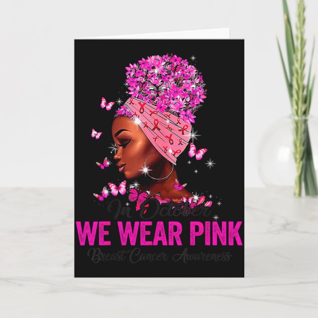 Carte In October We Wear Nk Black Women Breast Cancer Aw (Devant)