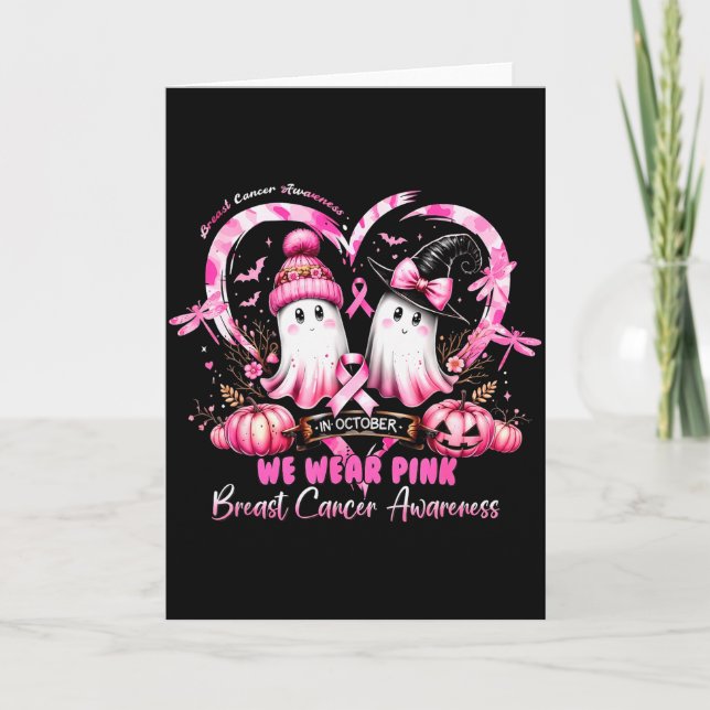 Carte In October We Wear Nk Breast Cancer Heart Dragonfl (Devant)