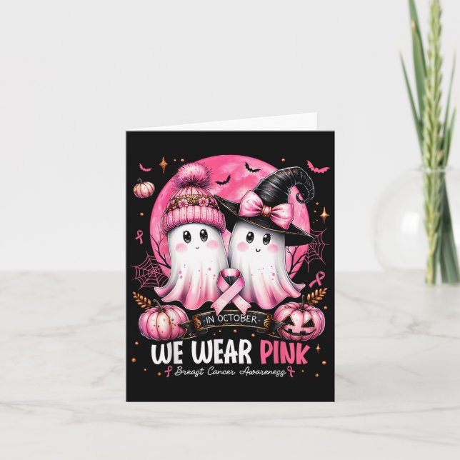 Carte In October We Wear Nk Ghost Witch Breast Cancer Aw (Devant)