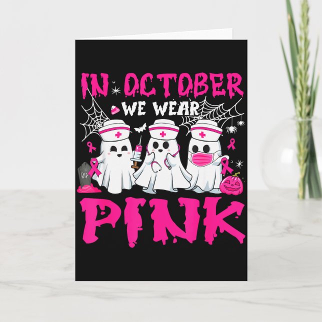 Carte In October We Wear Nk Nurse Ghost Halloween Breast (Devant)