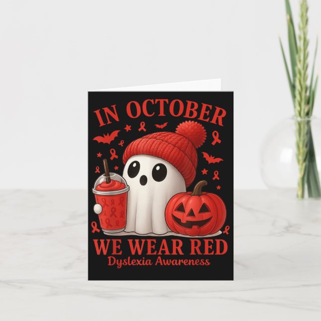 Carte In October We Wear Red Dyslexia Awareness Hallowee (Devant)