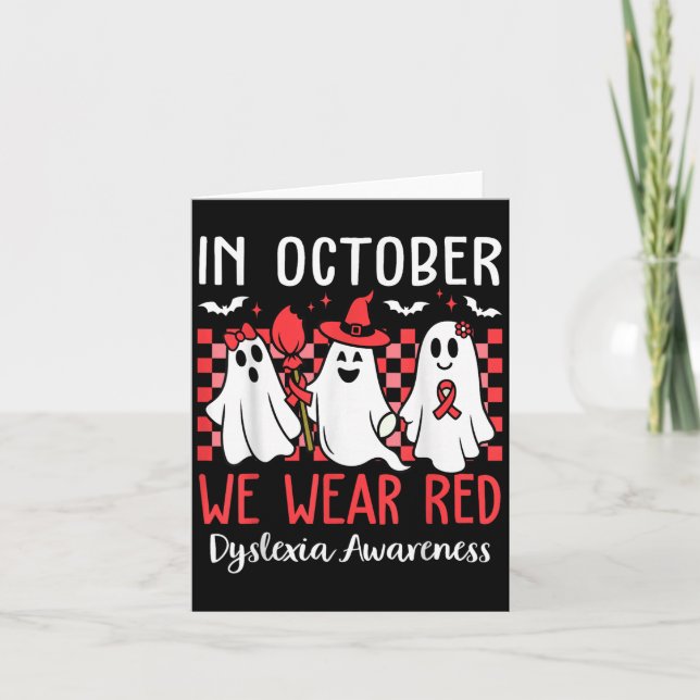 Carte In October We Wear Red Dyslexia Awareness Month Ha (Devant)