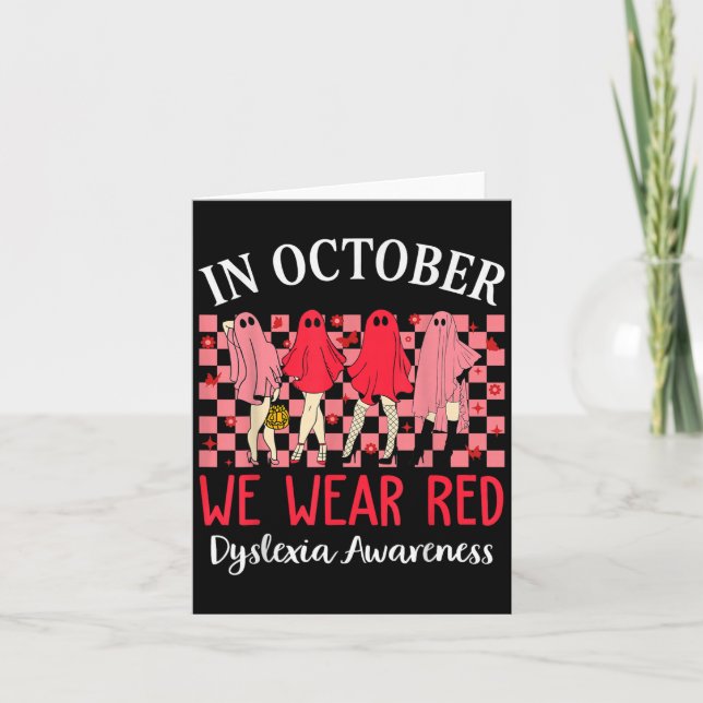 Carte In October We Wear Red Dyslexia Awareness Month Ha (Devant)