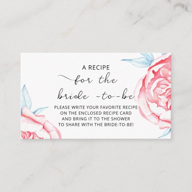 Carte incluse "RECETTE pour la future mariée" (Devant)