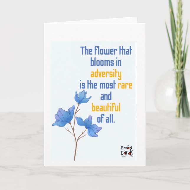 Carte Inclusion for Down Syndrome - Blue Flowers (Devant)