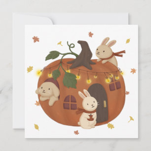 Carte Incroyable Automne : Lapin et Citrouille