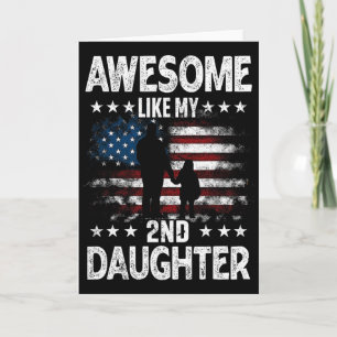 Carte Incroyable comme ma 2ème fille Drapeau rétro Usa p