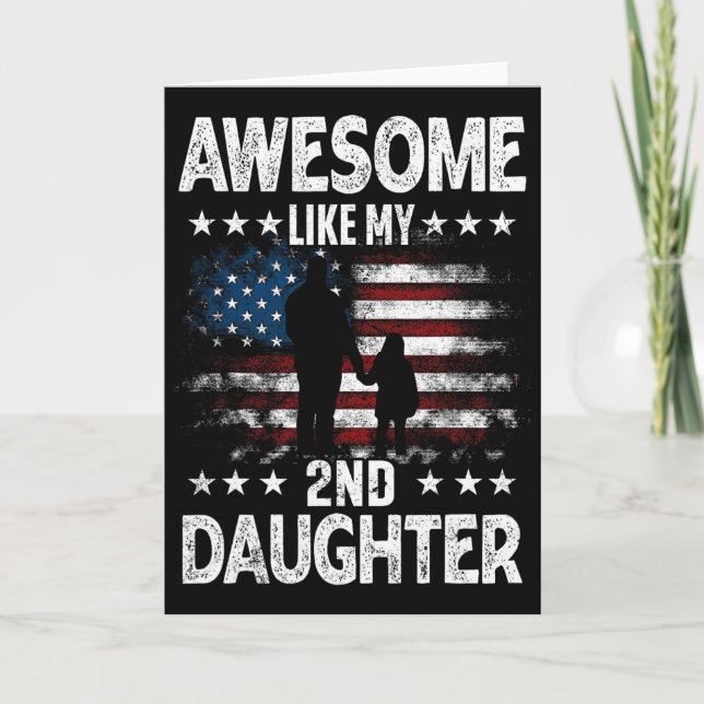Carte Incroyable comme ma 2ème fille Drapeau rétro Usa p (Devant)