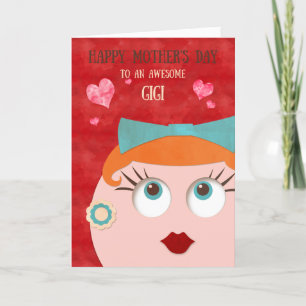 Carte Incroyable GIGI Rétro Fille Mère de la Fête