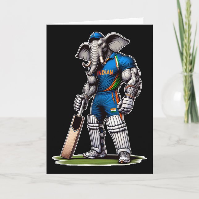 Carte India Elephant Cricket Player Cricketer  (Devant)