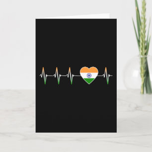 Carte Indian Heartbeat I Love India Flag Heart Country