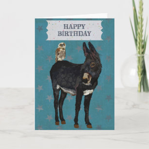Carte INDIGO DONKEY & OWL Birthday Card