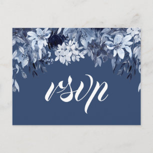 Carte Indigo Floral RSVP de minuit avec choix de r