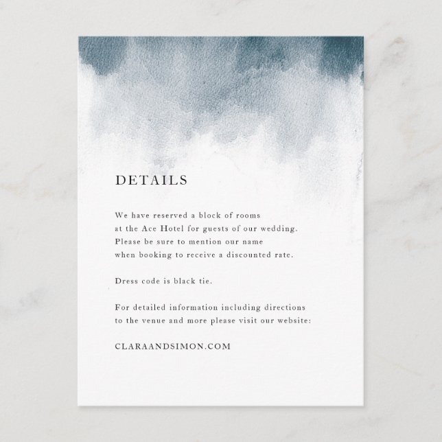 Carte Indigo Watercolor Wash Détails (Devant)