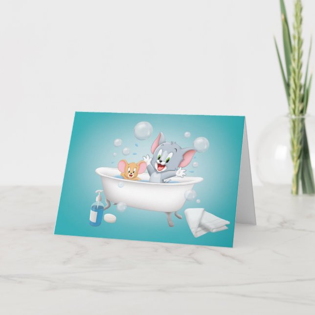 Carte Infant Tom and Jerry Taking a Bath (Devant)