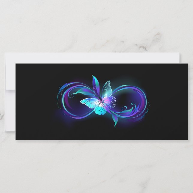 Carte Infinité brillante avec papillon magique (Devant)