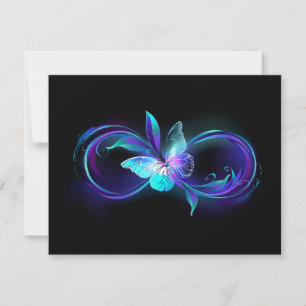 Carte Infinité brillante avec papillon magique