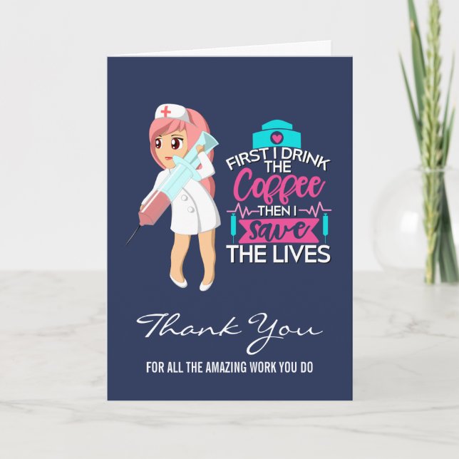 Carte Infirmière amusante qui dit avec une grande aiguil (Devant)