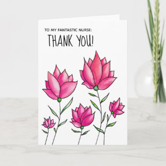 Carte Infirmière Aquarelle Fleurs Merci