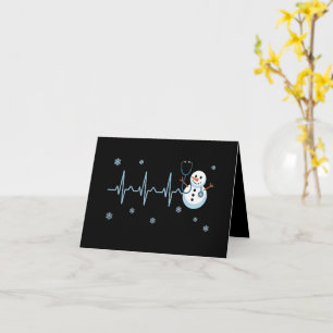 Carte Infirmière au rythme cardiaque Bonhomme de neige N
