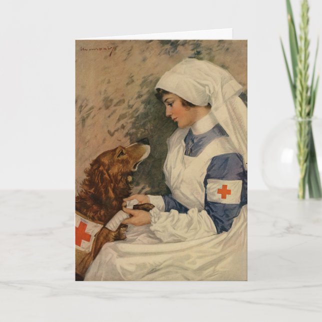 Carte Infirmière avec le golden retriever 1917 (Devant)